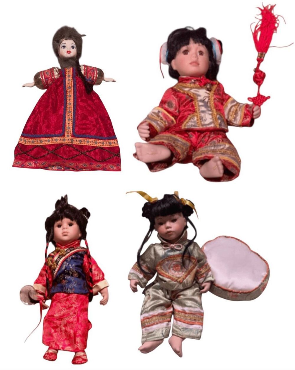 4 Cathay & BRIADIAY Collection Porcelain Asian Chinese Doll SET